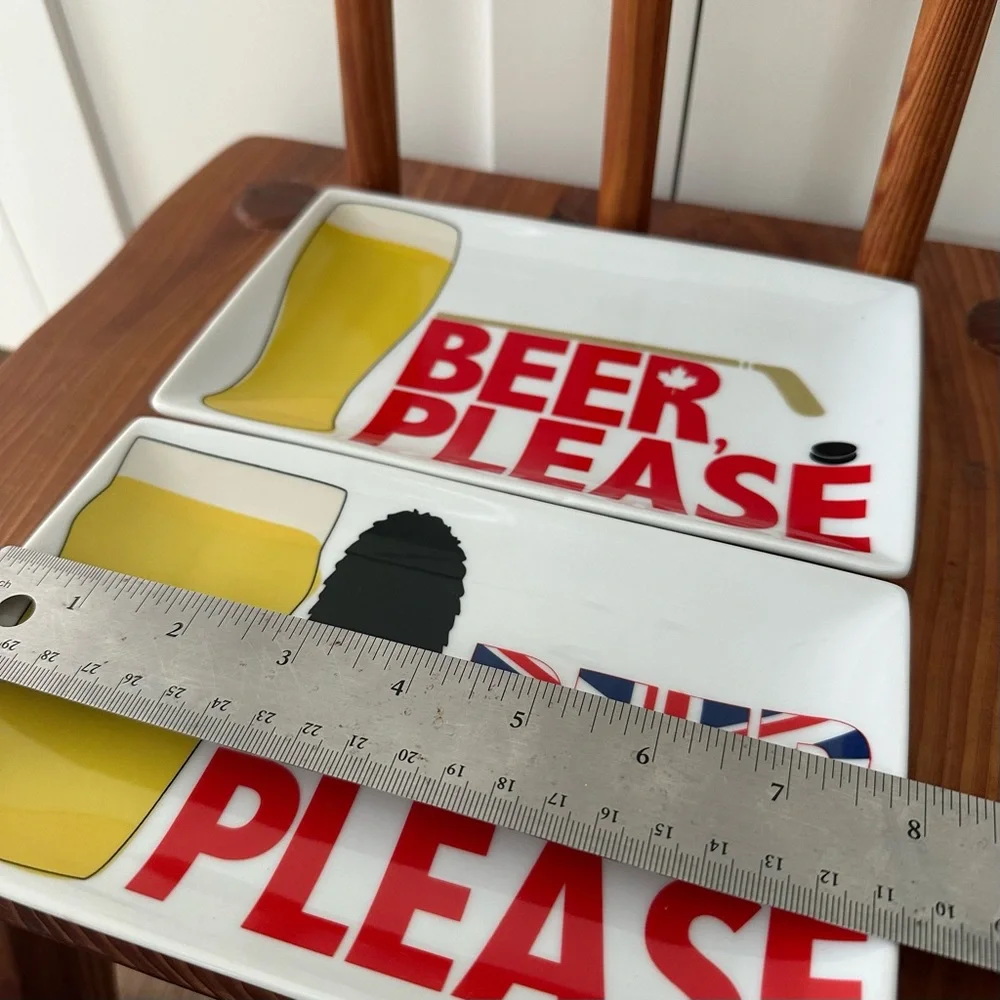 Set of 2 Crate & Barrel Beer Appetizer Plate Canada England